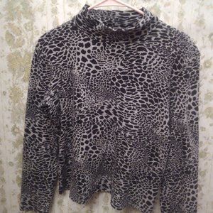 Jones New York Leopard Print Turtleneck Long Sleeve Shirt Size:M